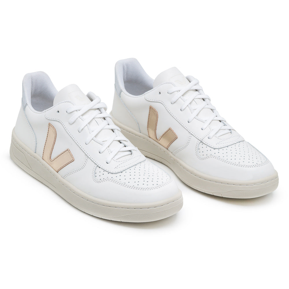 TÊNIS VERT V-10 COURO EXTRA WHITE PLATINE SILVER