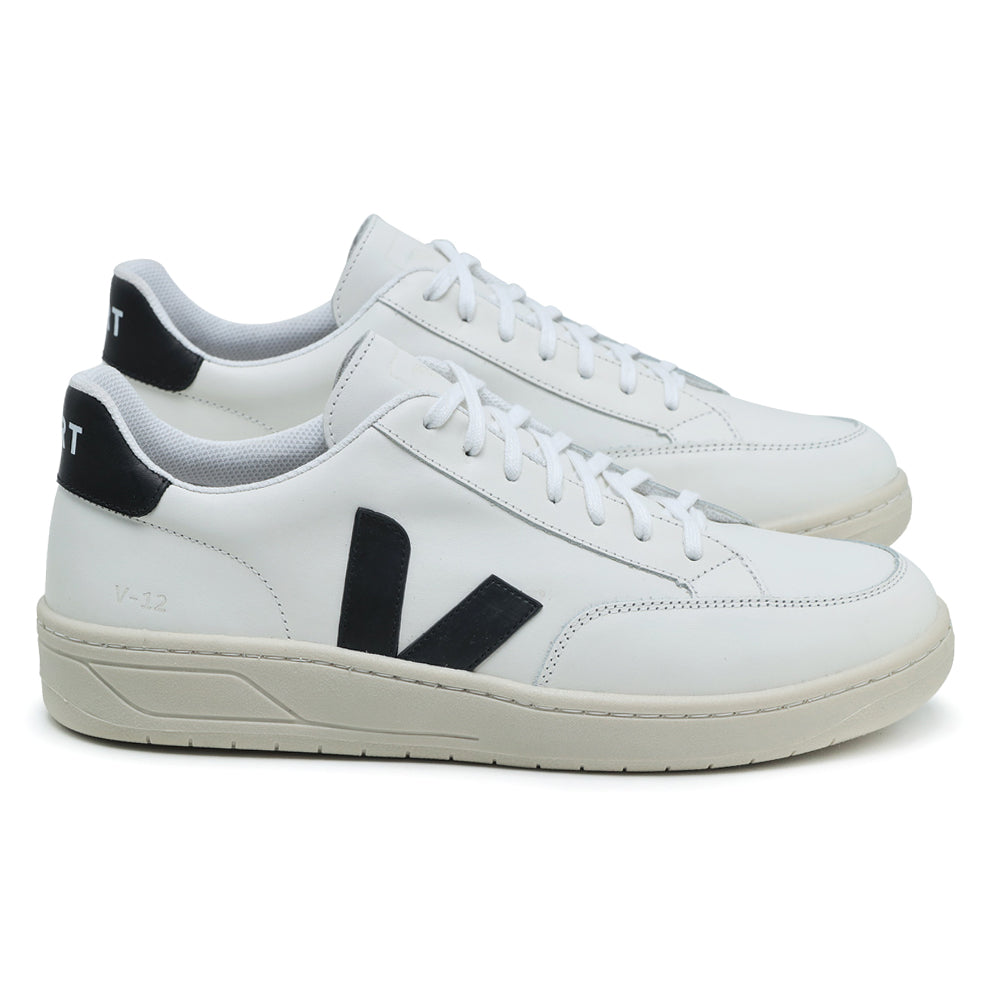 TÊNIS VERT V-12 COURO EXTRA WHITE BLACK