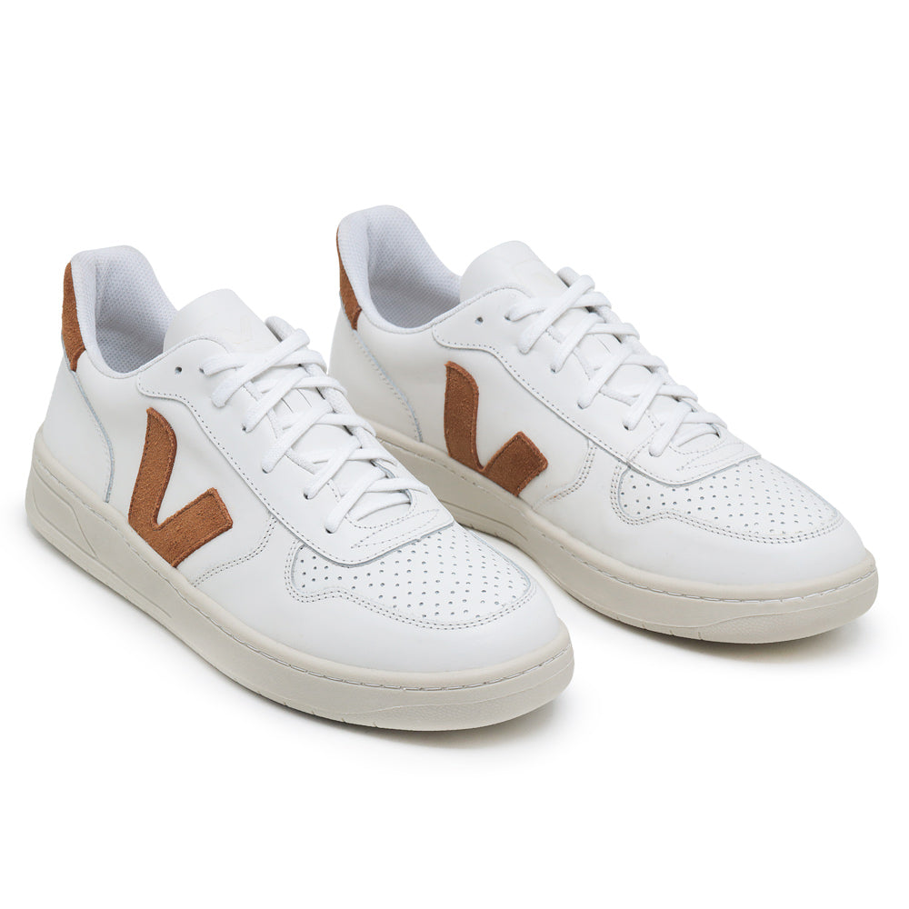 TÊNIS VERT V-10 COURO EXTRA WHITE CAMEL