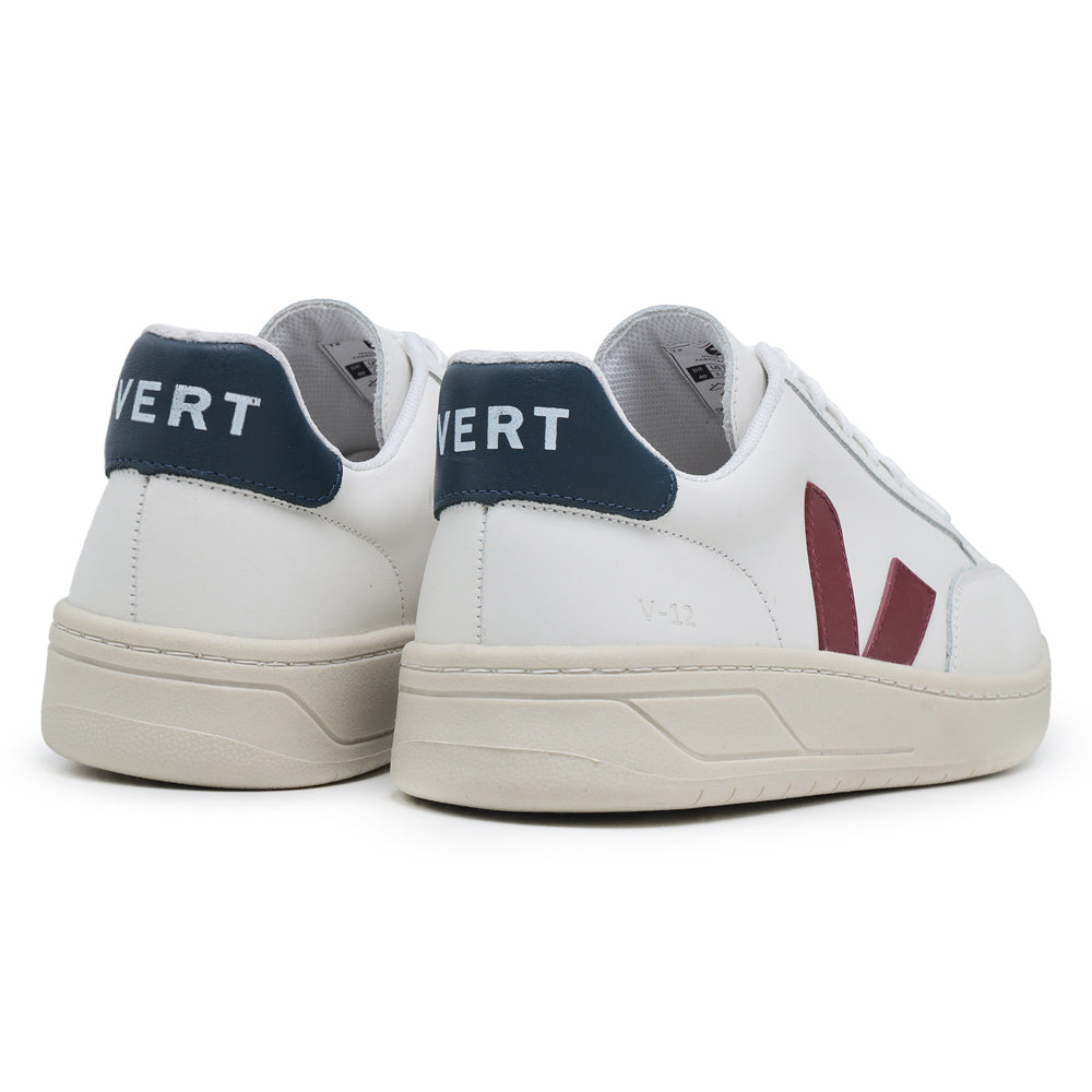 TÊNIS VERT V-12 COURO EXTRA WHITE MARSALA NAUTICO